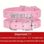Personalized Dog Collar - Custom Name/Text, Faux Leather Pet Id Tag With Rhinestone Heart Star, Adjustable Metal Buckle, For Small, Medium, Large Dogs - Birthday, Anniversary, Housewarming Gift For Puppy Or Adult Dogs - Available In Pink, Red - Image 3