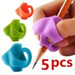5Pcs Student Pencil Holder Corrector Set For Kindergarten Primary School Students Writing Corrector Soft Rubber Writing Posture Pencil Holder, Handwriting Correction, Comfortable Grip, Childfriendly Design, Smooth Texture, Nonslip Holder