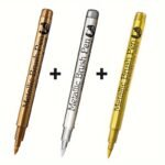 3Pcs/Set Brush Metal Marker Pen, Golden, Silvery, Copper, Permanent Art Paint Marker, Craft Scraping, Fabric, Professional Art Supplies - Image 9