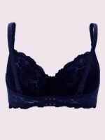 Elegant Plus Size Lace Bralette With Bow Detail, Polyamide Blend, Medium Stretch, Solid Color, Knit Fabric, Underwire Support, No Padding - Image 8