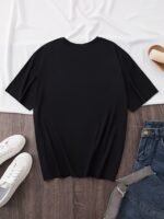 Plus Size Letter Print T-Shirt, Casual Crew Neck Short Sleeve Top For Spring & Summer, Women'S Plus Size Clothing - Image 5