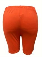 Plus Size - Women'S Plus-Size High-Waisted Shorts - Stretchy, Solid Blue, Mid-Thigh Length, Casual Leggings, Comfortable Apparel|Casual Style Shorts|Stretchy Fabric Shorts - Image 5