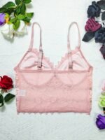 Floral Lace Push Up Cami Coeset, Contrast Mesh Hollow Out Crop Top Bra, Women'S Lingerie & Underwear - Image 10
