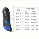 1 Pair Cosylee High-Elasticity Arch Support Insoles For Running Shoes - Durable Eva Material, Black With Blue Accents, Textured Comfort Design, Ideal For Sports & Casual Footwear, Shoe Accessories - Image 2