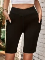 Women'S High-Waisted Yoga Shorts - Quick-Dry, Compression Running Shorts With Elastic Waistband & Drawstring, Breathable Stretch Fabric, White, Workout Shorts - Image 3