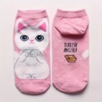 5 Pairs Cartoon Cat Print Socks, Cute & Breathable Ankle Socks, Women'S Stockings & Hosiery - Image 4