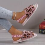 Cozy Leopard Print Women'S Plush Slippers - Warm, Breathable Fabric Indoor Shoes With Eva Sole, Pink Trim - Perfect For Home, Dorm | All-Season Comfort, Ladies Slippers