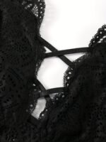 Plus Size Wedding Sexy Bra, Women'S Plus Floral Lace Crisscross Front Scalloped Trim Bralette - Image 6