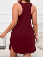 Plus Size Casual Lounge Dress, Women'S Plus Ombre Letter Print Racer Back Round Hem Tank Sleep Dress - Image 10