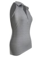 Women'S Sexy Slim Fit Zip-Up Sleeveless Tank Top - Black Stretchy Polyester-Spandex Blend, Stand-Up Collar With Zipper Detail, Lightweight 180Gsm Summer Casual Shirt, Hand Wash Only - Image 10