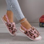 Cozy Leopard Print Women'S Plush Slippers - Warm, Breathable Fabric Indoor Shoes With Eva Sole, Pink Trim - Perfect For Home, Dorm | All-Season Comfort, Ladies Slippers - Image 8