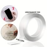 1 Roll Transparent Double Sided Nano Tape, Waterproof Wall Stickers, Reusable Heat Resistant, Bathroom Home Decoration Tapes Nano Double Sided Tape, Heavy Duty Transparent Adhesive Strips, Strong Sticky Multipurpose Reusable Waterproof Mounting Tape - Image 11