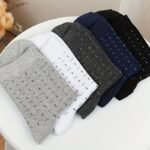 5Pcs Men'S Premium Dress Socks Gift Box - Mid-Calf, Solid Color & Plaid Patterns, 100% Polyester, Hand Wash Only - Ideal For Business & Casual Wear, Cute Socks - Image 10