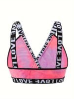 Women'S Plus Size Cross Strap Tie-Dye Bralette - Stretchy Polyester/Elastane Blend, No Padding, Mid-Rise Elegant Design For Everyday & Special Occasions - Image 8