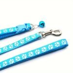 Pet Dog Collar And Leash Set, Cute Paw Pattern Nylon Dog Collar With Bell Long Dog Walking Leash - Image 9