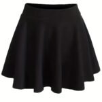 Plus Size Basic Skirt, Women'S Plus Palin High Rise Ruffle Medium Stretch Skirt