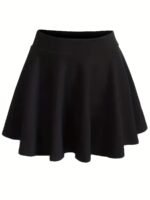 Plus Size Basic Skirt, Women'S Plus Palin High Rise Ruffle Medium Stretch Skirt