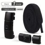 1 Pair Free-Tie Shoelaces Set, 2Pcs Elastic Shoelaces & 2Pcs Shoelaces Buckles For Sneakers Canvas Shoes - Image 3