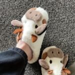 Women'S Cartoon Cute Cow House Slippers, Warm Plush Lined Closed Toe Fuzzy Home Slides, Women'S Comfy Indoor Shoes - Image 10