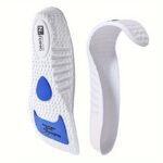 1 Pair Cosylee High-Elasticity Arch Support Insoles For Running Shoes - Durable Eva Material, Black With Blue Accents, Textured Comfort Design, Ideal For Sports & Casual Footwear, Shoe Accessories - Image 5