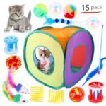 12Pcs/15Pcs/21Pcs/27Pcs Cat Channel Teasing Stick & Tunnel Set With Interactive Plush Mouse, Bell Sound, Artificial Fiber Feather Toys - Multi-Directional Play, Suitable For Cats, Scratching Posts - Image 8