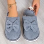Women'S Slip-On Winter Slippers - Cozy Fleece-Lined Eva Sole, Soft All-Season Indoor House Shoes For Home & Couples, Casual Slip-On Design With Bow Detail, Slipon Shoes - Image 7