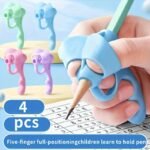 4Pcs Grip Pen Corrector Set Writing Corrector Soft Rubber Writing Posture Grip Pen Handwriting Aid Correction Tool