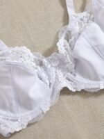 Women'S Elegant Bra, Plus Size Contrast Lace Non Padded Ultra-Thin Mini Bow Underwire Bra - Image 3