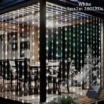 1Pc Solar Curtain Fairy Light -100/200/300 Led, 8 Lighting Modes, Warm White - Very Suitable For Outdoor Terraces, Courtyard Gardens, Bedrooms, Party Decorations, Solar Charging, Durable Structure, Holiday Gifts, Christmas Lights, Outdoor Lighting - Image 11