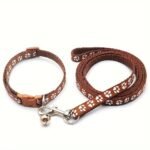 Pet Dog Collar And Leash Set, Cute Paw Pattern Nylon Dog Collar With Bell Long Dog Walking Leash - Image 3