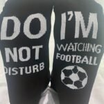 1 Pair Upmic Cotton Blend Knit Crew Socks, "Do Not Disturb I'M Watching Football" Letter Print, Sports Theme, Machine Washable, 70% Cotton 30% Polyester, 120G/M?, Novelty Gift Socks - Image 14