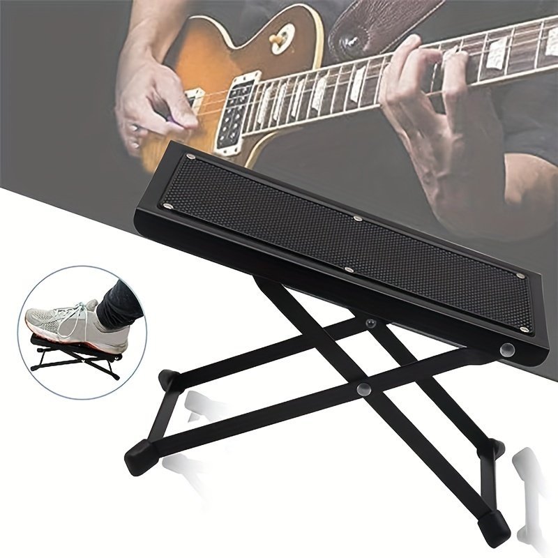 product-Fancyalgo-VirtualModelMatting-d0340061ec18c553c6388daf0235aff5.jpg Guitar Foot Pedal, Guitar Foot Stool 4 Gears High And Low Folding, Sturdy Metal Foot Rest Non-Slip Foot Pedal, No Bending Or Stretching. Suitable For Musical Instrument Playing, Guitar Playing, Home And Other Scenes To Place Foot Rest. - Image 1