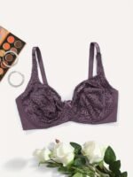 Women'S Plus Elegant Bra, Plus Size Bow Decor Floral Lace Non Padded Underwire Bra - Image 8