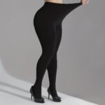 1-Pack Women'S Plus Size Solid Black Tights - High-Waisted Smooth Texture, Machine Washable, Comfort Fit For Everyday Casual & Formal Wear, Versatile Hosiery, Elegant Leggings, Durable Hosiery, Comfortable Leggings, Office Attire - Image 4