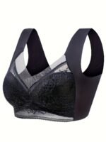 Qvr Seamless Lace Bralette - Full Coverage, Wireless, Push-Up With Scalloped Neckline & Floral Lace Detail, Comfortable Nylon Blend, Non-See-Through - Elegant Brown, Casual Lingerie|Floral Lace Design|Nylon Blend Fabric - Image 5