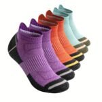 6Pcs Acefine Men'S Breathable Mesh Athletic Socks - Moisture-Wicking, Comfort Fit With Heel Tab & Bright Ear-Catching Colors, Polyester/Spandex Blend, Ideal For Running & Sports - Image 2