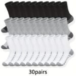 Men'S Black, White, And Gray Striped Casual Sports Socks Available In 6, 10, Or 30 Pairs For All Seasons. - Image 2
