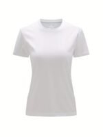 Solid Crew Neck T-Shirt, Casual Short Sleeve Top For Spring & Summer, Women'S Clothing - Image 5