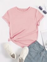 Solid Basic T-Shirt, Casual Crew Neck Short Sleeve Versatile T-Shirt, Women'S Clothing - Image 4