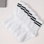 6 Pairs Striped Print Socks, Comfy & Sports College Style Mid Tube Socks, Women'S Stockings & Hosiery