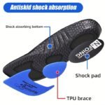 1 Pair Cosylee High-Elasticity Arch Support Insoles For Running Shoes - Durable Eva Material, Black With Blue Accents, Textured Comfort Design, Ideal For Sports & Casual Footwear, Shoe Accessories - Image 4