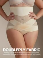 1Pc High-Waist Tummy Control Shaping Panties With Cross-Compression Design - Seamless, No-Show Underwear For Women, Nylon & Elastane Blend, Machine Washable, Elegant Solid Color, Slimming Fit For Belly & Hips, Waist Slimming Panties|Crosscompression Panties|Before After Comparison, Tummy Control Underwear - Image 4