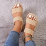 Women'S Casual Wedge Sandals, Open Toe Elastic Band Slip On Shoes, Casual Summer Outdoor Sandals For Holiday - Image 4