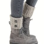 Button Detail Leg Warmers, Crochet Knitted Boot Leg Warmers Socks, Women'S Stockings & Hosiery - Image 4