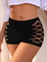 Geometric Hollowed Out Women'S High Waist Flat Leg Pants - Image 4