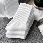 6 Pairs Solid Ribbed Socks, Comfy & Breathable Mid Tube Socks, Women'S Stockings & Hosiery - Image 3