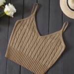 Valentine'S Day Knitted Cami Crop Top, Versatile Sleeveless Casual Top For Spring & Summer, Women'S Clothing