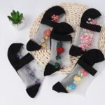 5 Pairs Of Glass Jacquard Crystal Ice Slick Fiber Fabric Women'S Thin Socks - Image 8
