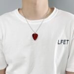 1Pc Acrylic Red Heart Eddie Munson Guitar Pick Necklace - Image 9