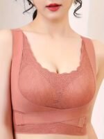 Contrast Lace Wireless Bra, Comfy & Breathable Criss Cross Back Bra, Women'S Lingerie & Underwear - Image 4